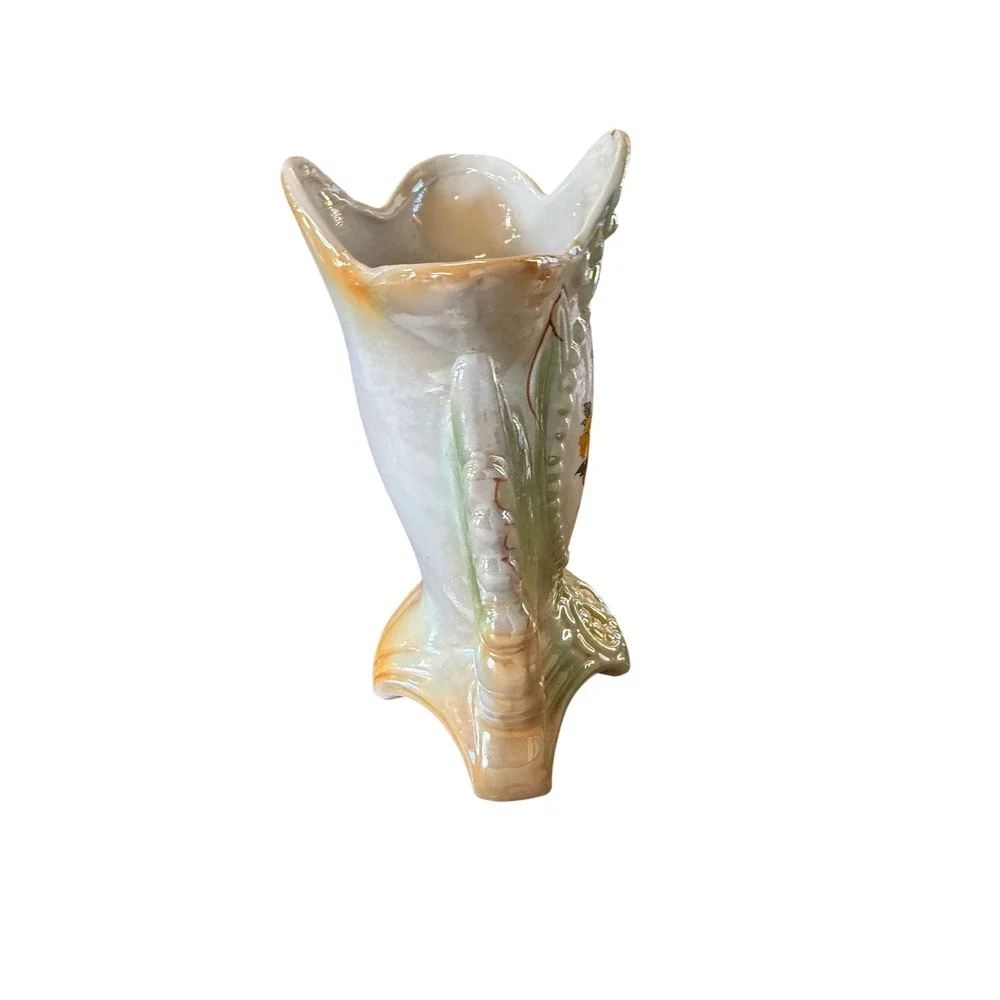 Vintage Brazilian Iridescent Lusterware Porcelain Floral Vase Art‎ Nouvea